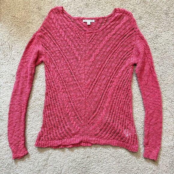 American Eagle open knit lightweight sweater, coral pink, size XS - Picture 1 of 3